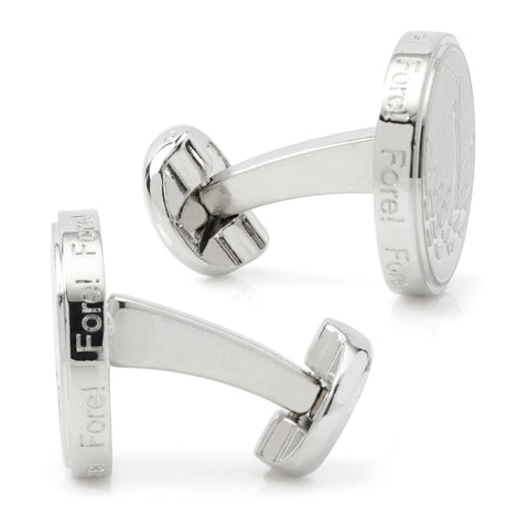 Golf Silver Cufflinks – Men's Brushed Metal Golf-Themed Accessories Gift Cufflinks - YinzerShop