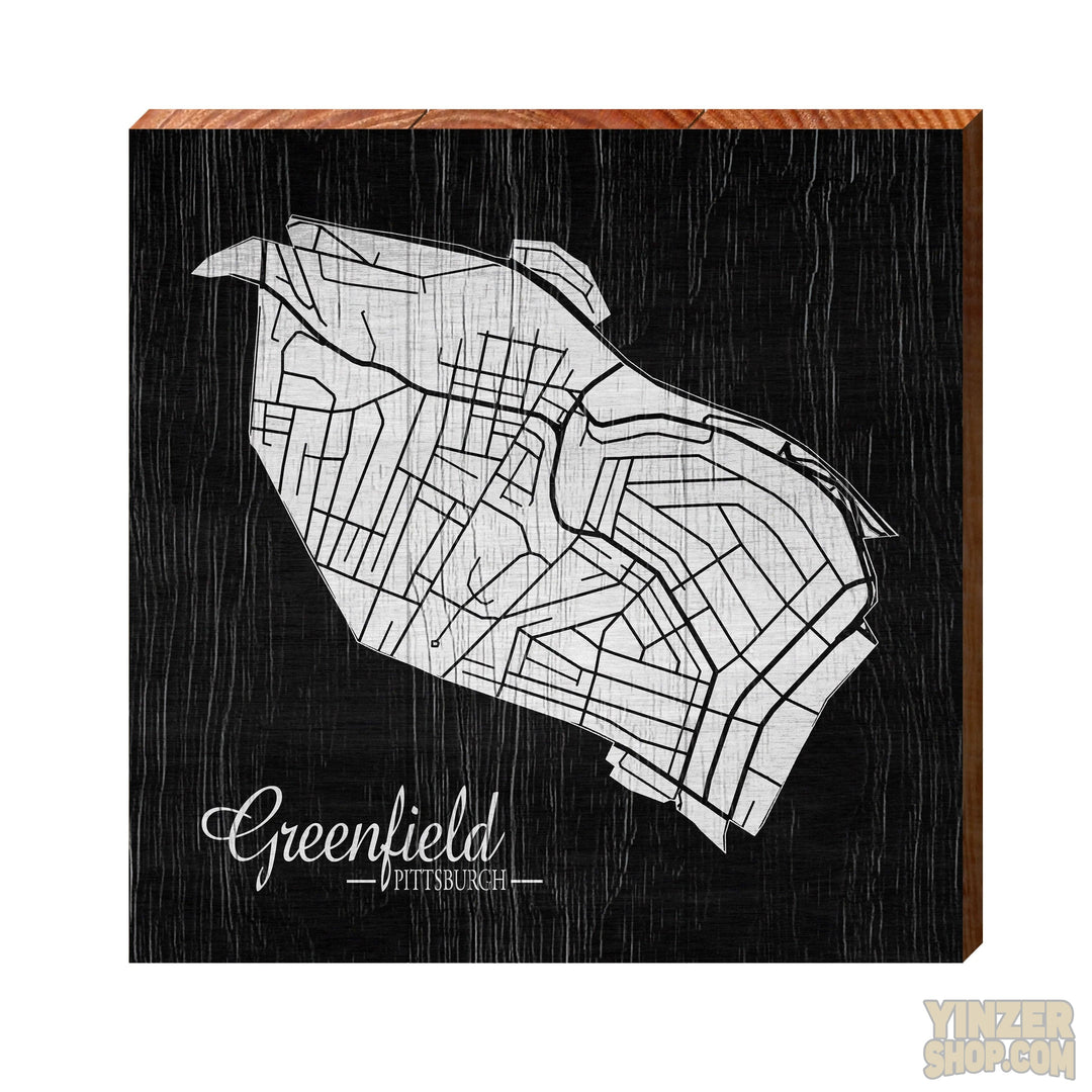 Greenfield Pittsburgh, PA Neighborhood Map Wooden Wall Art Wood Picture MillWoodArt   