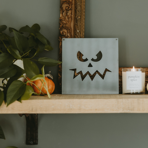 Grumpy Jack-o'-Lantern Pumpkin Face Wall Decor Sign