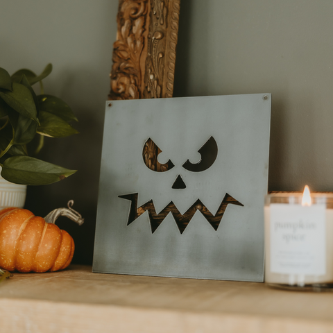 Grumpy Jack-o'-Lantern Pumpkin Face Wall Decor Sign