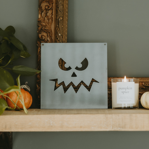 Grumpy Jack-o'-Lantern Pumpkin Face Wall Decor Sign