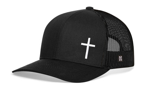 Cross Trucker Hat  |  Black Cross Snapback