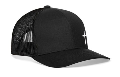 Cross Trucker Hat  |  Black Cross Snapback