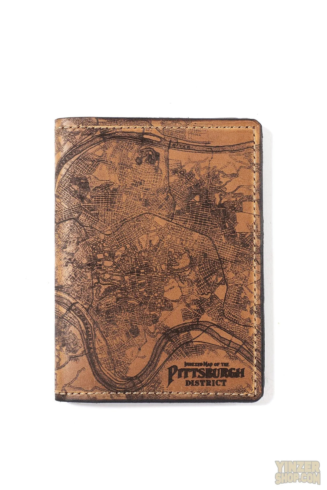 Handmade Leather Etched Pittsburgh Map Passport Wallet  Tactilecraftworks.com   
