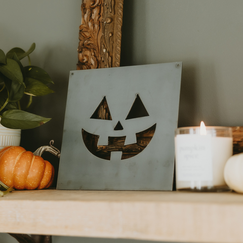 Happy Jack-o'-Lantern Pumpkin Face Wall Decor Sign