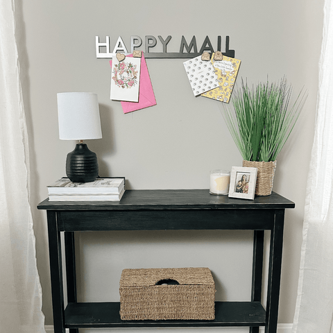 Happy Mail Wall Decor - Steel Mail Holder & Magnetic Wall Sign Organizer Wall Decor - YinzerShop