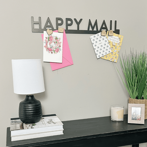 Happy Mail Wall Decor - Steel Mail Holder & Magnetic Wall Sign Organizer Wall Decor - YinzerShop