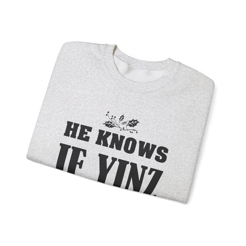 He Knows if Yinz Been Nebby - Heavy Blend™ Crewneck Sweatshirt Sweatshirt - YinzerShop