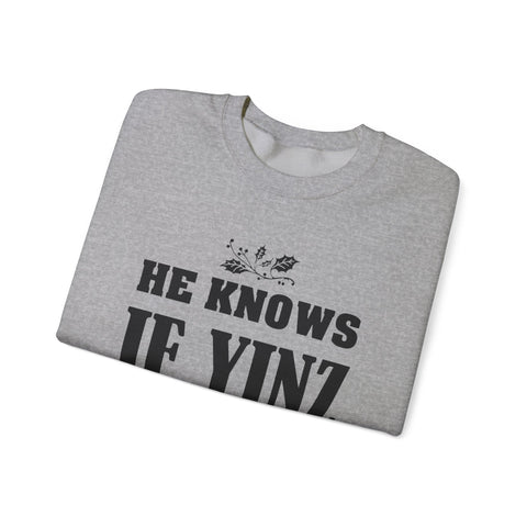He Knows if Yinz Been Nebby - Heavy Blend™ Crewneck Sweatshirt Sweatshirt - YinzerShop