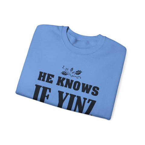 He Knows if Yinz Been Nebby - Heavy Blend™ Crewneck Sweatshirt Sweatshirt - YinzerShop