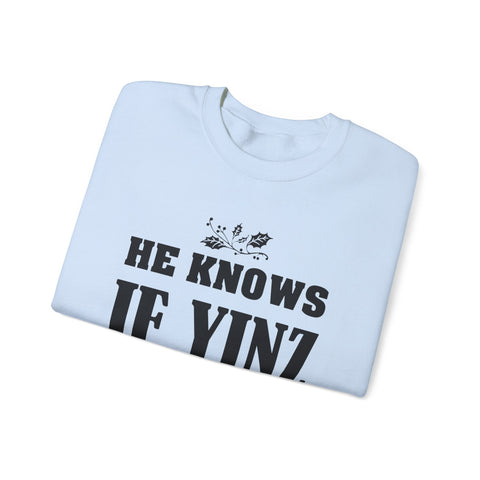 He Knows if Yinz Been Nebby - Heavy Blend™ Crewneck Sweatshirt Sweatshirt - YinzerShop