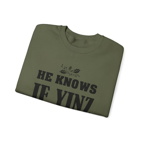 He Knows if Yinz Been Nebby - Heavy Blend™ Crewneck Sweatshirt Sweatshirt - YinzerShop