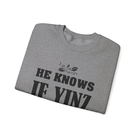 He Knows if Yinz Been Nebby - Heavy Blend™ Crewneck Sweatshirt Sweatshirt - YinzerShop