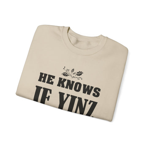 He Knows if Yinz Been Nebby - Heavy Blend™ Crewneck Sweatshirt Sweatshirt - YinzerShop
