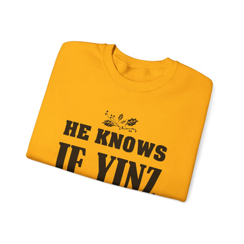 He Knows if Yinz Been Nebby - Heavy Blend™ Crewneck Sweatshirt Sweatshirt - YinzerShop