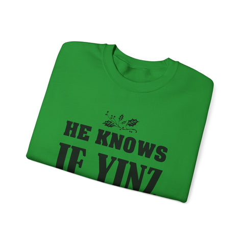 He Knows if Yinz Been Nebby - Heavy Blend™ Crewneck Sweatshirt Sweatshirt - YinzerShop
