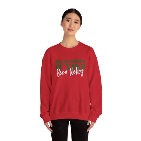 He Knows If Yinz Been Nebby - Unisex Heavy Blend™ Crewneck Sweatshirt Sweatshirt - YinzerShop