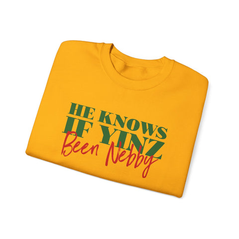 He Knows If Yinz Been Nebby - Unisex Heavy Blend™ Crewneck Sweatshirt Sweatshirt - YinzerShop