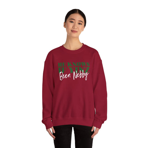 He Knows If Yinz Been Nebby - Unisex Heavy Blend™ Crewneck Sweatshirt Sweatshirt - YinzerShop