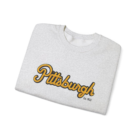 Heavy Blend Crewneck Sweatshirt - Pittsburgh Faux Embroidery | Classic Fit, Durable Stitching Sweatshirt - YinzerShop