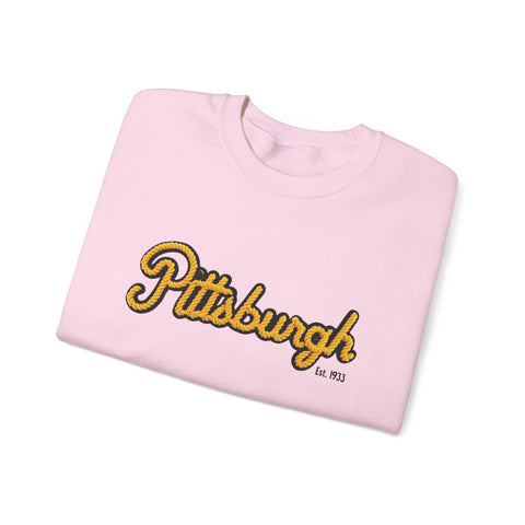 Heavy Blend Crewneck Sweatshirt - Pittsburgh Faux Embroidery | Classic Fit, Durable Stitching Sweatshirt - YinzerShop