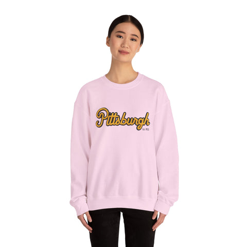 Heavy Blend Crewneck Sweatshirt - Pittsburgh Faux Embroidery | Classic Fit, Durable Stitching Sweatshirt - YinzerShop