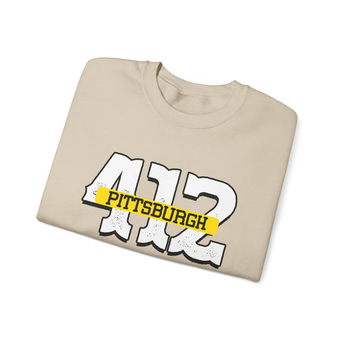 Heavy Blend Sweatshirt - 412 Pittsburgh Crewneck Unisex Cotton Polyester Blend Pullover Sweatshirt - YinzerShop