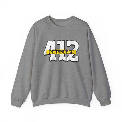 Heavy Blend Sweatshirt - 412 Pittsburgh Crewneck Unisex Cotton Polyester Blend Pullover Sweatshirt - YinzerShop