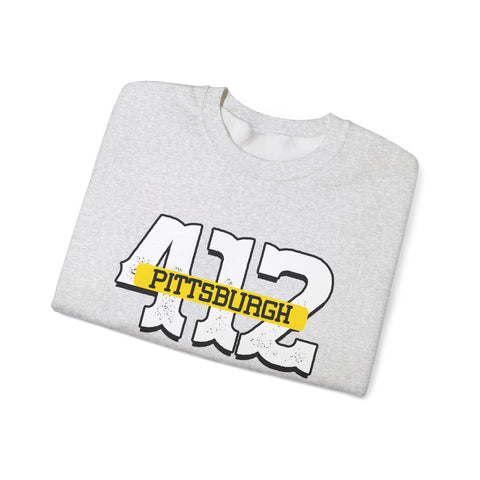 Heavy Blend Sweatshirt - 412 Pittsburgh Crewneck Unisex Cotton Polyester Blend Pullover Sweatshirt - YinzerShop