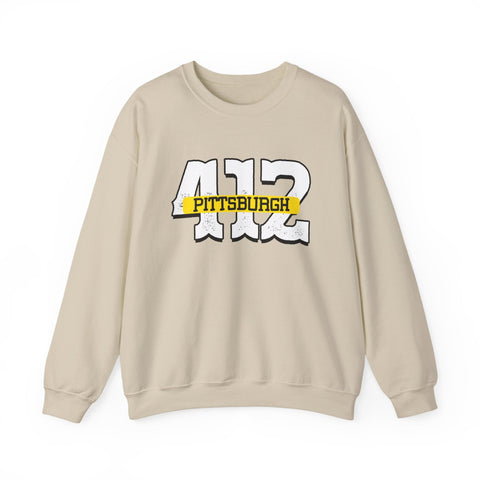 Heavy Blend Sweatshirt - 412 Pittsburgh Crewneck Unisex Cotton Polyester Blend Pullover Sweatshirt - YinzerShop
