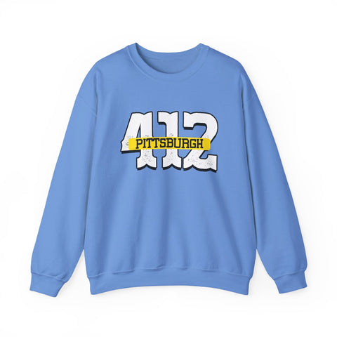 Heavy Blend Sweatshirt - 412 Pittsburgh Crewneck Unisex Cotton Polyester Blend Pullover Sweatshirt - YinzerShop