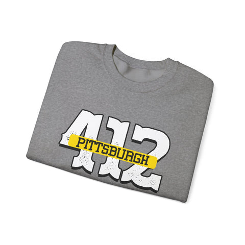Heavy Blend Sweatshirt - 412 Pittsburgh Crewneck Unisex Cotton Polyester Blend Pullover Sweatshirt - YinzerShop