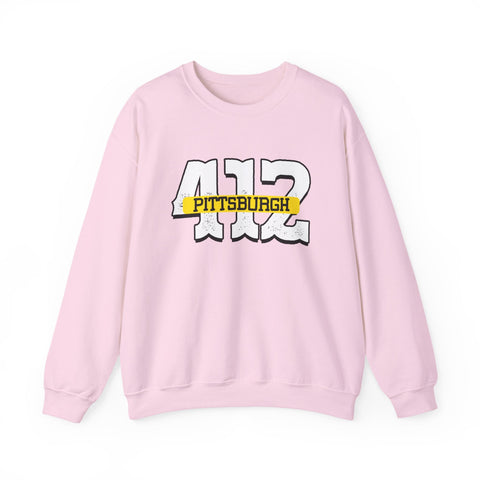 Heavy Blend Sweatshirt - 412 Pittsburgh Crewneck Unisex Cotton Polyester Blend Pullover Sweatshirt - YinzerShop