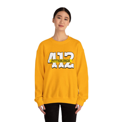 Heavy Blend Sweatshirt - 412 Pittsburgh Crewneck Unisex Cotton Polyester Blend Pullover Sweatshirt - YinzerShop