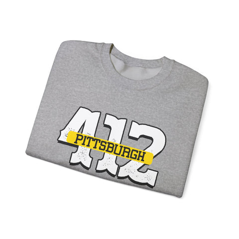 Heavy Blend Sweatshirt - 412 Pittsburgh Crewneck Unisex Cotton Polyester Blend Pullover Sweatshirt - YinzerShop