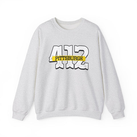 Heavy Blend Sweatshirt - 412 Pittsburgh Crewneck Unisex Cotton Polyester Blend Pullover Sweatshirt - YinzerShop