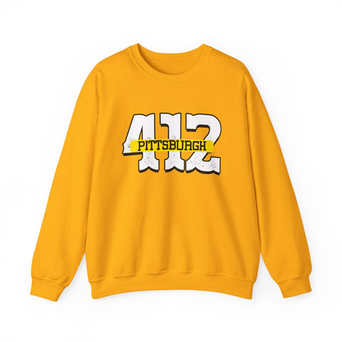 Heavy Blend Sweatshirt - 412 Pittsburgh Crewneck Unisex Cotton Polyester Blend Pullover Sweatshirt - YinzerShop