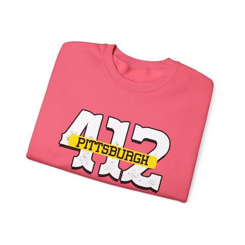 Heavy Blend Sweatshirt - 412 Pittsburgh Crewneck Unisex Cotton Polyester Blend Pullover Sweatshirt - YinzerShop