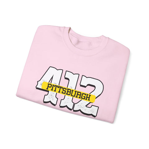 Heavy Blend Sweatshirt - 412 Pittsburgh Crewneck Unisex Cotton Polyester Blend Pullover Sweatshirt - YinzerShop