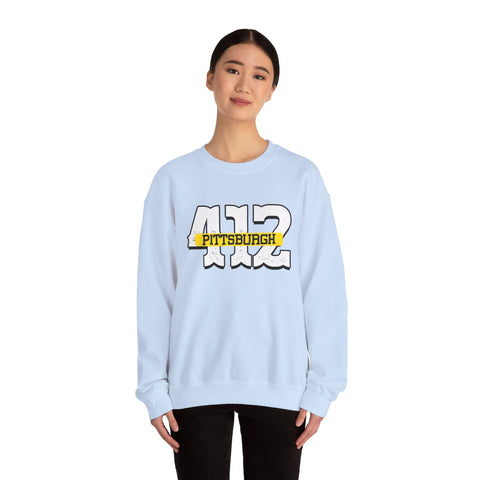 Heavy Blend Sweatshirt - 412 Pittsburgh Crewneck Unisex Cotton Polyester Blend Pullover Sweatshirt - YinzerShop
