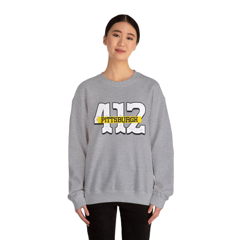Heavy Blend Sweatshirt - 412 Pittsburgh Crewneck Unisex Cotton Polyester Blend Pullover Sweatshirt - YinzerShop