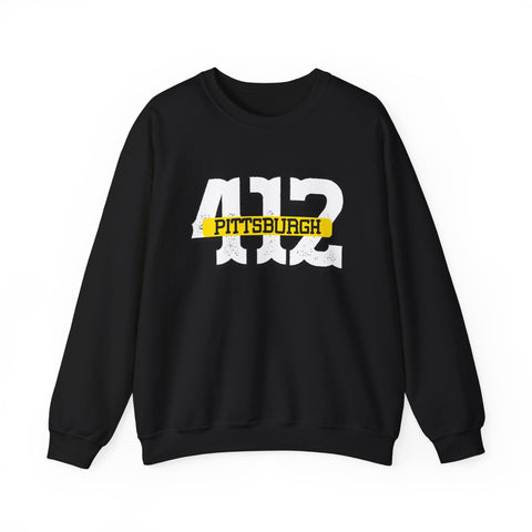 Heavy Blend Sweatshirt - 412 Pittsburgh Crewneck Unisex Cotton Polyester Blend Pullover Sweatshirt - YinzerShop