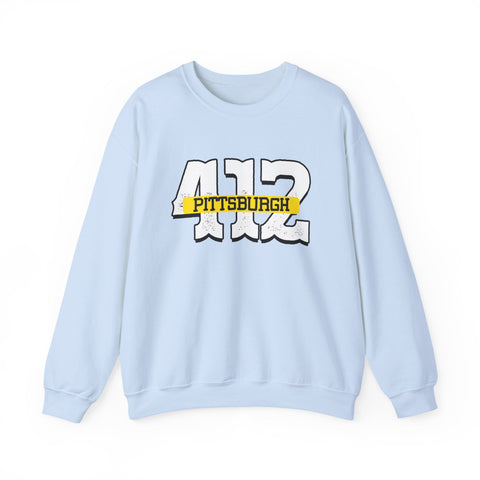 Heavy Blend Sweatshirt - 412 Pittsburgh Crewneck Unisex Cotton Polyester Blend Pullover Sweatshirt - YinzerShop