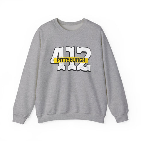 Heavy Blend Sweatshirt - 412 Pittsburgh Crewneck Unisex Cotton Polyester Blend Pullover Sweatshirt - YinzerShop