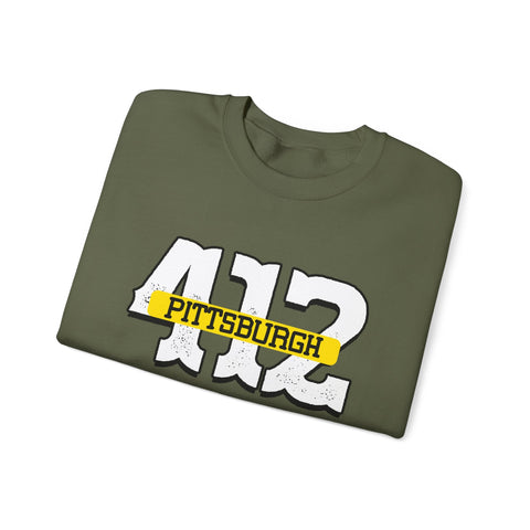 Heavy Blend Sweatshirt - 412 Pittsburgh Crewneck Unisex Cotton Polyester Blend Pullover Sweatshirt - YinzerShop