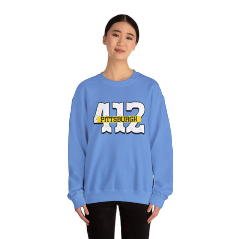 Heavy Blend Sweatshirt - 412 Pittsburgh Crewneck Unisex Cotton Polyester Blend Pullover Sweatshirt - YinzerShop