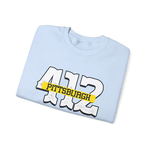 Heavy Blend Sweatshirt - 412 Pittsburgh Crewneck Unisex Cotton Polyester Blend Pullover Sweatshirt - YinzerShop