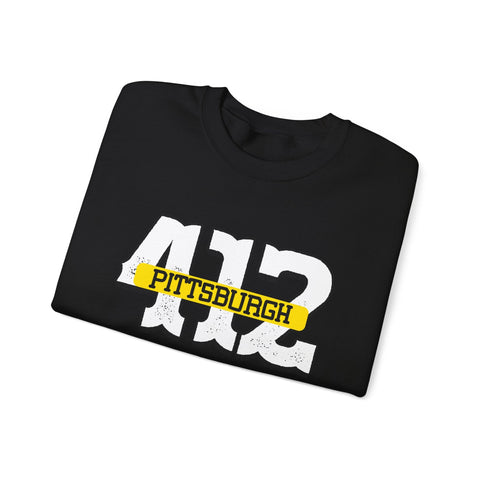 Heavy Blend Sweatshirt - 412 Pittsburgh Crewneck Unisex Cotton Polyester Blend Pullover Sweatshirt - YinzerShop