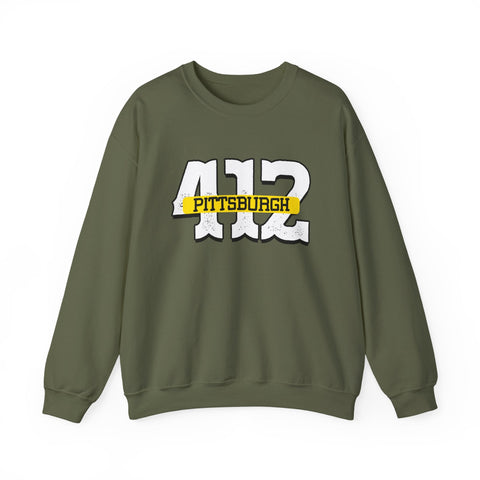 Heavy Blend Sweatshirt - 412 Pittsburgh Crewneck Unisex Cotton Polyester Blend Pullover Sweatshirt - YinzerShop