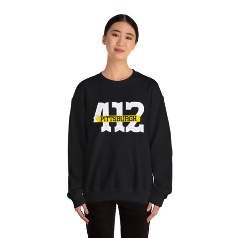 Heavy Blend Sweatshirt - 412 Pittsburgh Crewneck Unisex Cotton Polyester Blend Pullover Sweatshirt - YinzerShop